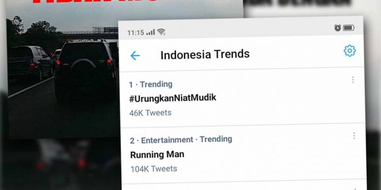 Larangan mudik 2021 diperpanjang tagar #UrungkanNiatMudik trending di Twitter