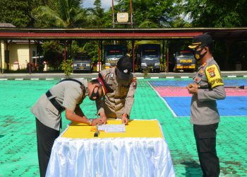 Kapolres Natuna Pimpin Sertijab Kabagops, Kasaresnarkoba, Kapolsek Serasan dan Kapolsek Pulau Laut