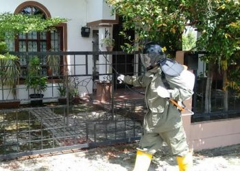 Satbrimob Polda Kepri Kembali Lakukan Penyemprotan Desinfektan Cegah Covid-19 di Kepulauan Riau