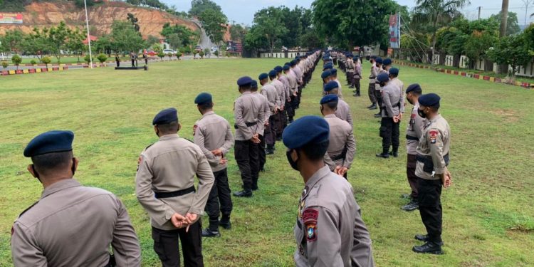 Satuan Brimob Polda Kepri Gelar Apel Kesiapsiagaan Pengamanan Hari Raya Idul Fitri 1442 Hijriah Operasi Ketupat Seligi 2021