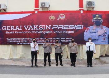 Gerai Vaksin PRESISI Polres Karimun Sebagai Bhakti Kesehatan Bhayangkara Untuk Negeri