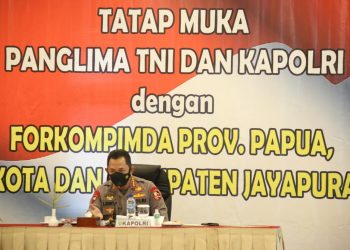 Kawal Rapat Forkopimda Jayapura, Kapolri Persiapkan PON dan Penanganan Covid-19