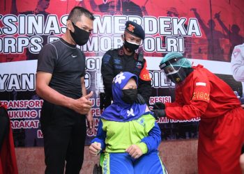 Sambut HUT RI Ke-76, Korps Brimob Polri Suntik Vaksin ke Anak Berkebutuhan Khusus