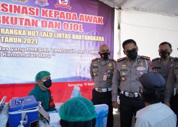 Ditlantas Jateng Adakan Vaksinasi Massal Rangkul Driver Ojol dan Sopir Angkot dalam rangka HUT Lalu Lintas ke-66 