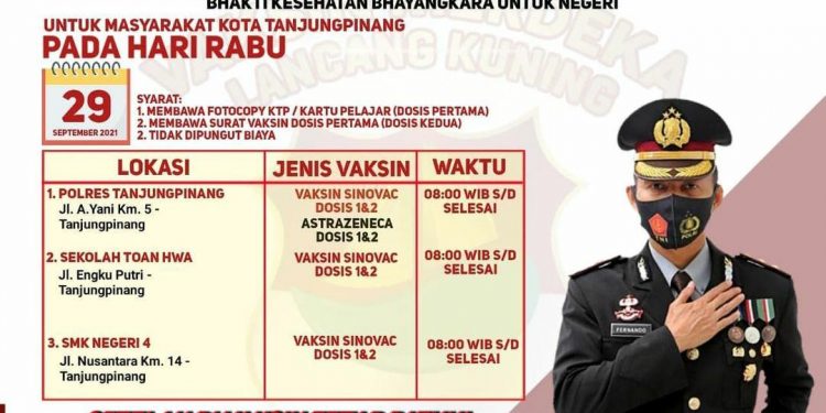 Hari Ini, Polres Tanjungpinang Gelar Vaksin Presisi di 3 Lokasi