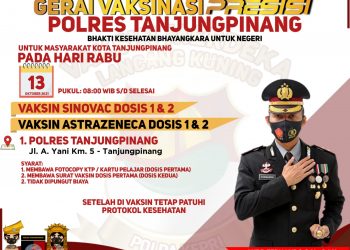Hari Ini, Gerai Vaksin Presisi Dibuka di POlres Tanjungpinang