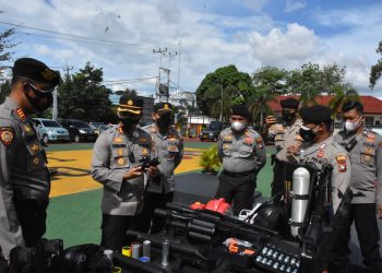 Kapolres Tanjungpinang Cek Perlengkapan Dalmas dan Kesiapan Personel Dalmas Tanjungpinang