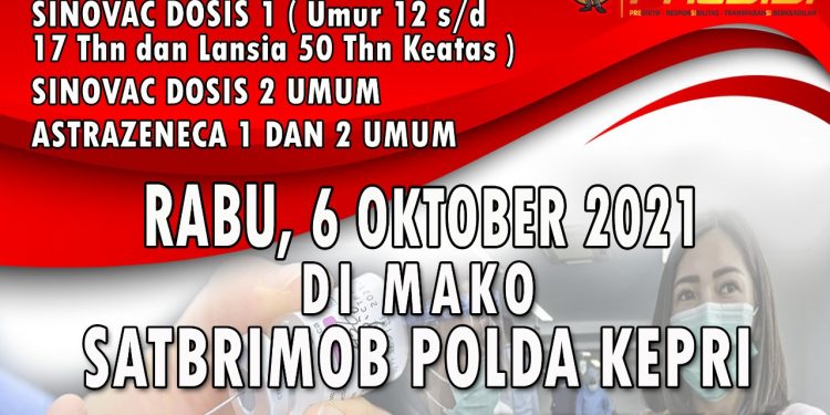 Satbrimob dan Biddokes Polda Kepri akan Menggelar Vaksinasi Massal Kembali
