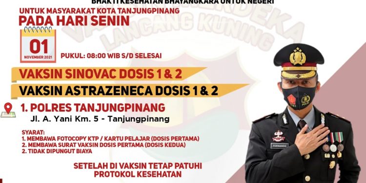 Hari ini, Polres Tanjungpinang Gelar Vaksin Presisi