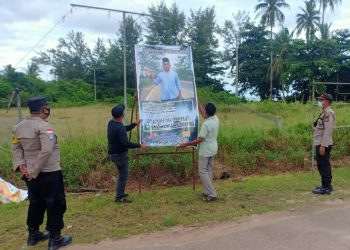 Personil Polsek Gunung Kijang Polres Bintan Lakukan Pengamanan Masa Tenang Pemilihan Pilkades Malang Rapat Kec. Gunung Kijang Tahun 2021