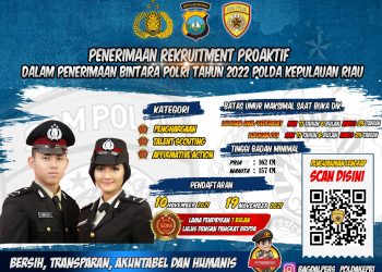 Polda Kepri Buka Rekrutmen Proaktif Penerimaan Bintara Polri Tahun Anggaran 2022