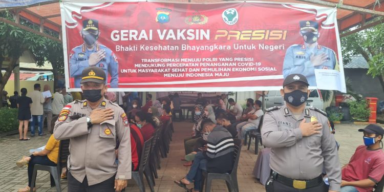 Polsek Bengkong Gelar Gerai Vaksin Presisi Lancang Kuning Kepada Masyarakat Kec.Bengkong Kota Batam