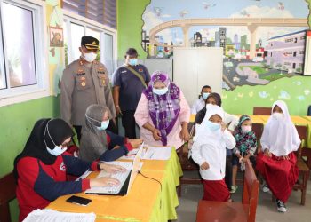 Gerai Vaksin Presisi Polres Karimun Hari Ini Perdana Berikan Vaksin Covid-19 Untuk Anak Usia 6-11 Tahun
