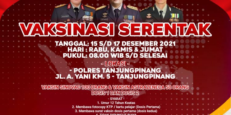 Jangan Lewatkan, Vaksin di Polres Tanjungpinang Dapat Sembako