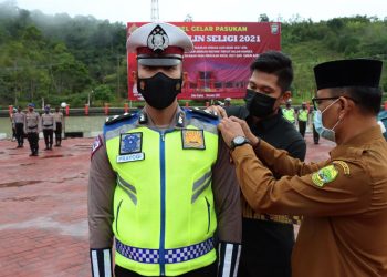 Polres Lingga Gelar Apel Pasukan Dalam Rangka Operasi Lilin Seligi 2021