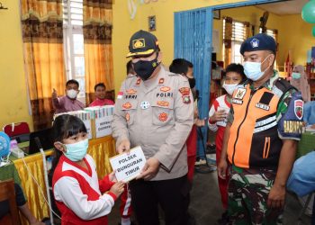 Polres Natuna Bersama TNI dan Pemerintah Daerah Laksanakan Vaksinasi Covid-19 Anak Usia 6-11 Tahun di Kabupaten Natuna