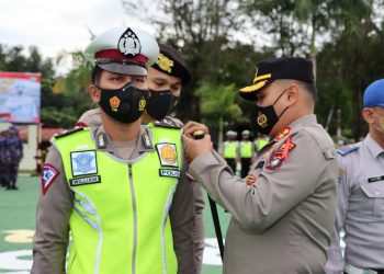 Polres Natuna Laksanakan Apel Gelar Pasukan Operasi Lilin Seligi 2021