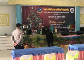 Ciptakan Rasa Aman, Polres Bintan Amankan Perayaan Natal 2021 dan Tahun Baru 2022 Bersama di Gedung Nasional Tanjung Uban