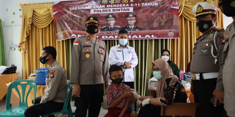 Hari Ini Polres Bintan Targetkan 1000 Lebih Anak Usia 6-11 Tahun di Vaksin Merdeka Polri