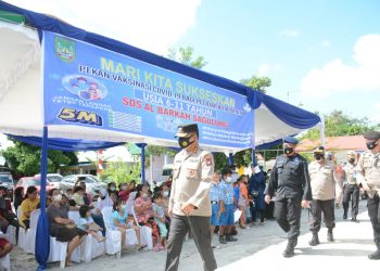 Kapolda Kepri Hadiri Pelaksanaan Vaksinasi Massal Serentak Se-Indonesia Dalam Rangka Percepatan Vaksinasi Merdeka Anak Secara Virtual