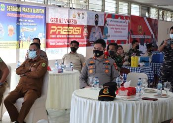Kapolres Lingga Ikuti Vidcon Dalam Rangka Peninjauan Vaksinasi Booster oleh Presiden RI Joko Widodo di Provinsi Kepri