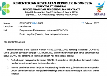 Kemenkes: Vaksinasi Booster Dapat Dilakukan Setelah Tiga Bulan Vaksinasi Dosis Primer