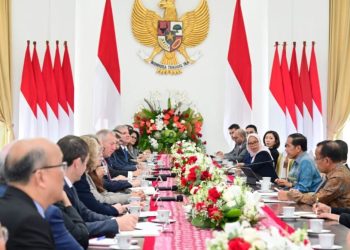 Presiden Joko Widodo menerima kunjungan delegasi dari US-ASEAN Business Council (US-ABC) di Istana Kepresidenan Bogor, Provinsi Jawa Barat