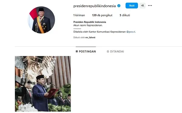 Indonesia Luncurkan Akun Instagram Resmi Negara dan Presiden